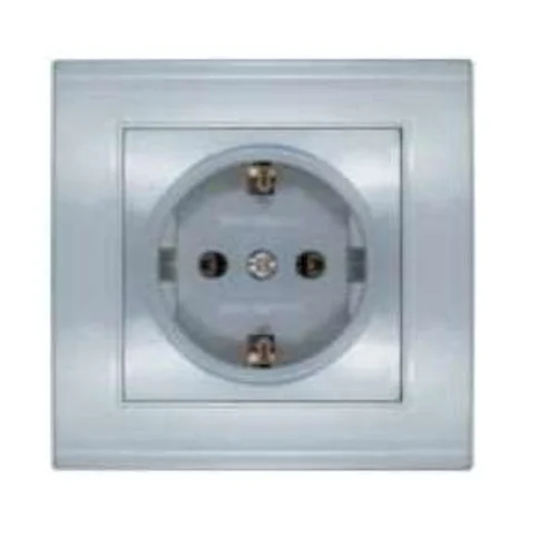 Розетка 1-м СП Бриллиант 16А IP20 с заземл. серебр. UNIVersal 7949872